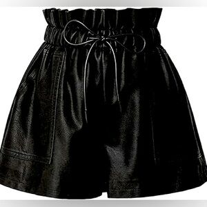 Black Leather Pants Shorts | Size S